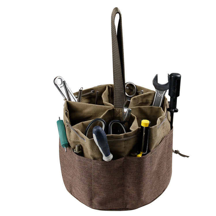 Bucket Tool Bag with 17 Pockets Soft Sided Drawstring