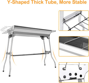 Stainless Steel Small Portable Folding Charcoal BBQ Grill Set