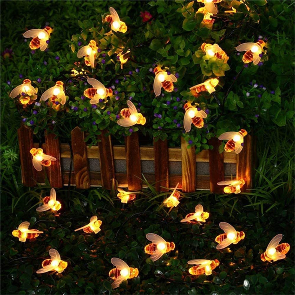 Solar String Lights With 20 LED Cute Bee For Wilko Garden